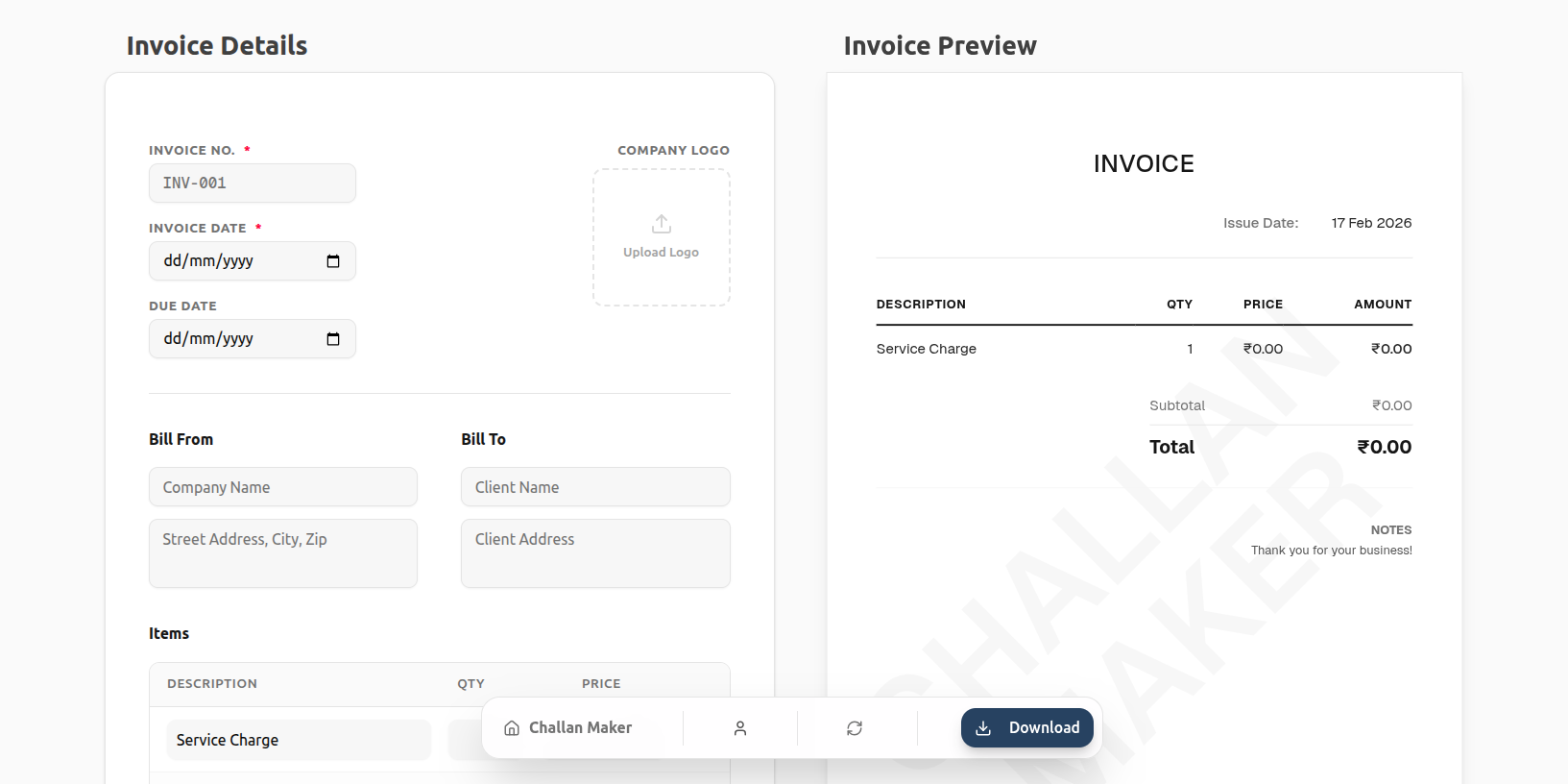 Challan Maker Dashboard